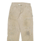 CARHARTT Mens Cotton Blend Beige Relaxed Straight Trousers W30 L29 Workwear