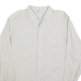 DON CARLOS Mens White Cotton Blend Casual Shirt L Button Front Long Sleeve