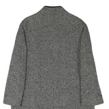 Womens Black & White Wool Blend Plain Jacket L Button Closure Long Sleeve