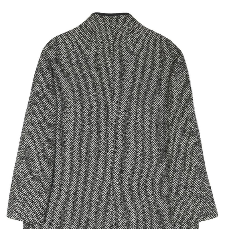 Womens Black & White Wool Blend Plain Jacket L Button Closure Long Sleeve