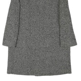 Womens Black & White Wool Blend Plain Jacket L Button Closure Long Sleeve