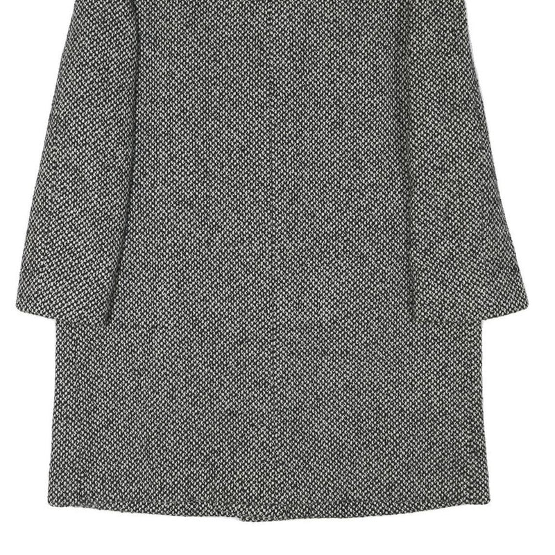 Womens Black & White Wool Blend Plain Jacket L Button Closure Long Sleeve