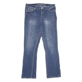 REBEL SOUL Womens Jeans Blue Relaxed Straight Denim Medium W32 L32 Embroidered