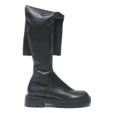 CHARLES & KEITH Womens Black Leather High Boots UK 3 Chunky Sole Stylish