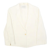 EMPORIO ARMANI Womens Cream Jacket M Linen Blend Plain Button Closure Classic
