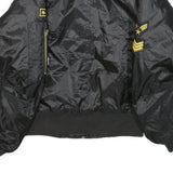 Womens Black Polyester Military Style Jacket S Woven Classic Zip Patches