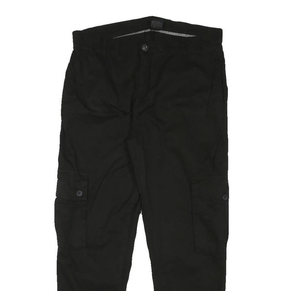 URBAN CLASSICS Mens Black Slim Cargo Trousers W32 L29 Casual Cotton Blend Zip