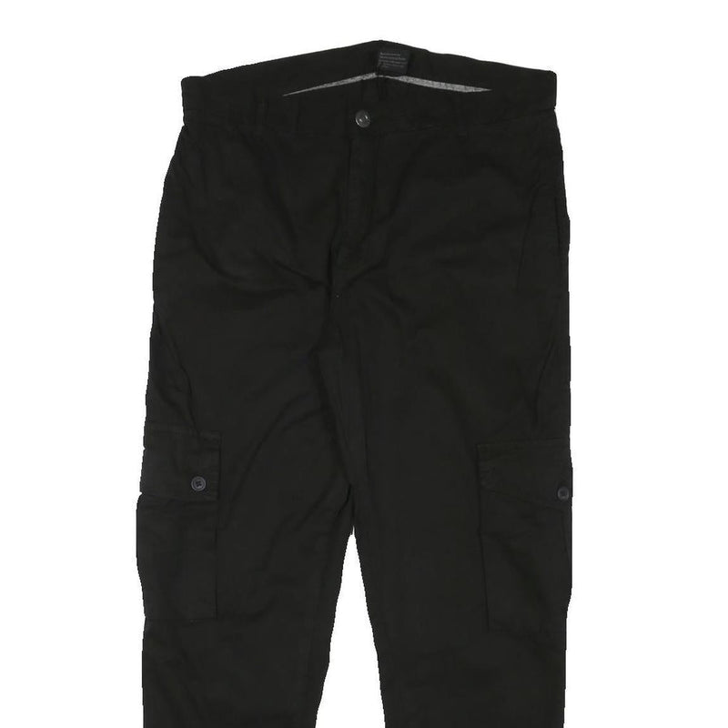 URBAN CLASSICS Mens Black Slim Cargo Trousers W32 L29 Casual Cotton Blend Zip