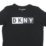 DKNY Womens Black Graphic T-Shirt M Short Sleeve Crew Neck Logo Print
