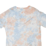 TRUE RELIGION Womens Cream & Blue Tie Dye T-Shirt L Short Sleeve Crew Neck