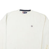 CHAPS RALPH LAUREN Mens White Cotton Blend Jumper Crew Neck Basic Knit L Classic