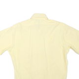 Mens Beige Short Sleeve Polyester Blend Shirt L Button Collar Casual