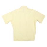 Mens Beige Short Sleeve Polyester Blend Shirt L Button Collar Casual