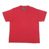 POLO RALPH LAUREN Mens Red Classic T-Shirt XL Short Sleeve V-Neck Cotton Blend