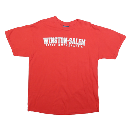 MV SPORT Mens Red Winston-Salem State University Graphic T-Shirt L Short Sleeve