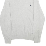 NAUTICA Mens Grey Pullover Plain 1/4 Zip Basic Knit Jumper L Cotton Casual