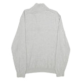 NAUTICA Mens Grey Pullover Plain 1/4 Zip Basic Knit Jumper L Cotton Casual