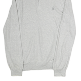 POLO RALPH LAUREN Mens Grey Cotton Patterned Half Zip Jumper XL Classic