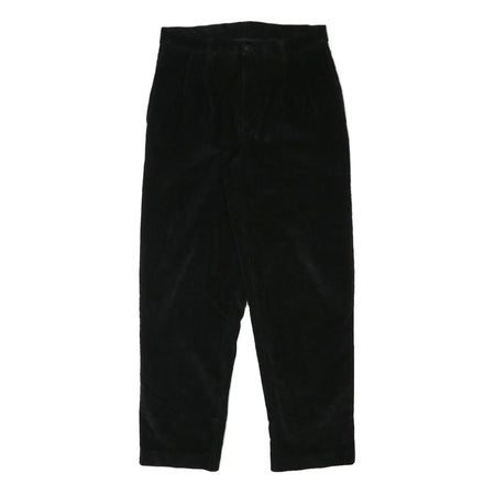 ROUNDTREE AND YORKE Mens Cotton Blend Black Relaxed Trousers W31 L30 Zip Closure