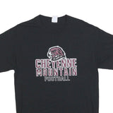 PORT & COMPANY Mens Black Cheyenne Mountain Football Graphic T-Shirt M Crew Neck