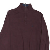 NAUTICA Mens Maroon Half Zip Plain Cotton Blend Jumper S Pullover Cotton Knit