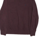 NAUTICA Mens Maroon Half Zip Plain Cotton Blend Jumper S Pullover Cotton Knit