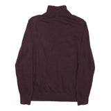 NAUTICA Mens Maroon Half Zip Plain Cotton Blend Jumper S Pullover Cotton Knit