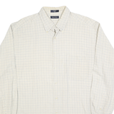 NAUTICA Mens White & Blue Check Cotton Blend Shirt XL Classic Button-Down Casual