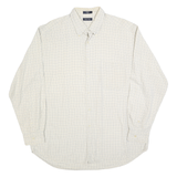 NAUTICA Mens White & Blue Check Cotton Blend Shirt XL Classic Button-Down Casual