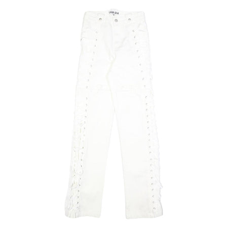 I.AM.GIA Holly Pant Womens White Regular Straight Trousers W25 L33 Side Lace
