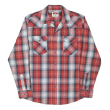 WRANGLER Mens Red & Grey Check Shirt M Classic Western Long Sleeve Button