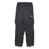 CARHARTT Mens Cotton Blend Black Regular Cargo Trousers W29 L32 Workwear Utility