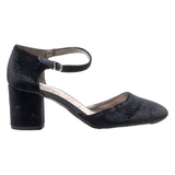 LIBBY EDELMAN Block Heels Black Velvet Womens UK 6.5