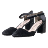 LIBBY EDELMAN Block Heels Black Velvet Womens UK 6.5