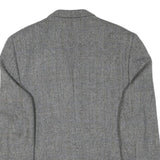 OLIVER GRANT Mens Grey Wool Blend Classic Jacket L Button Herringbone Blazer