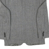 OLIVER GRANT Mens Grey Wool Blend Classic Jacket L Button Herringbone Blazer