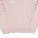 CHAMPION Womens Pink Crew Neck M Cotton Blend Sweatshirt Pullover Classic Logo
