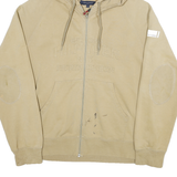 TOMMY HILFIGER Mens Beige Zip Up Hoodie L Cotton Blend Lightweight Casual