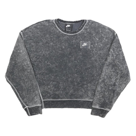 NIKE Womens Black Pullover Sweatshirt M Cotton Blend Crew Neck Vintage Style
