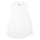 ZARA Womens White Sleeveless Shirt Collared Top M Lightweight Casual