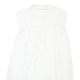 ZARA Womens White Sleeveless Shirt Collared Top M Lightweight Casual