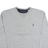 NAUTICA Mens Grey Crew Neck L Sweatshirt Cotton Blend Classic Logo Pullover