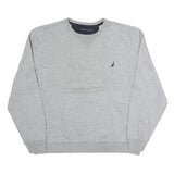 NAUTICA Mens Grey Crew Neck L Sweatshirt Cotton Blend Classic Logo Pullover