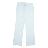 Womens Cotton White Regular Fit Straight Leg Trousers W30 L31 Casual Zip