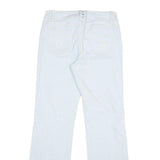 Womens Cotton White Regular Fit Straight Leg Trousers W30 L31 Casual Zip