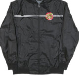 SANTA CRUZ Mens Black Nylon Logo Zip Hooded Jacket M Plain Streetwear