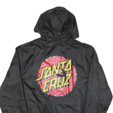 SANTA CRUZ Mens Black Nylon Logo Zip Hooded Jacket M Plain Streetwear