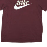 NIKE Mens Maroon Classic T-Shirt L Short Sleeve Crew Neck Logo Cotton Blend