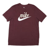 NIKE Mens Maroon Classic T-Shirt L Short Sleeve Crew Neck Logo Cotton Blend