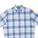 NAUTICA Mens Blue & Grey Checked Cotton Blend Shirt L Button Down Short Sleeve